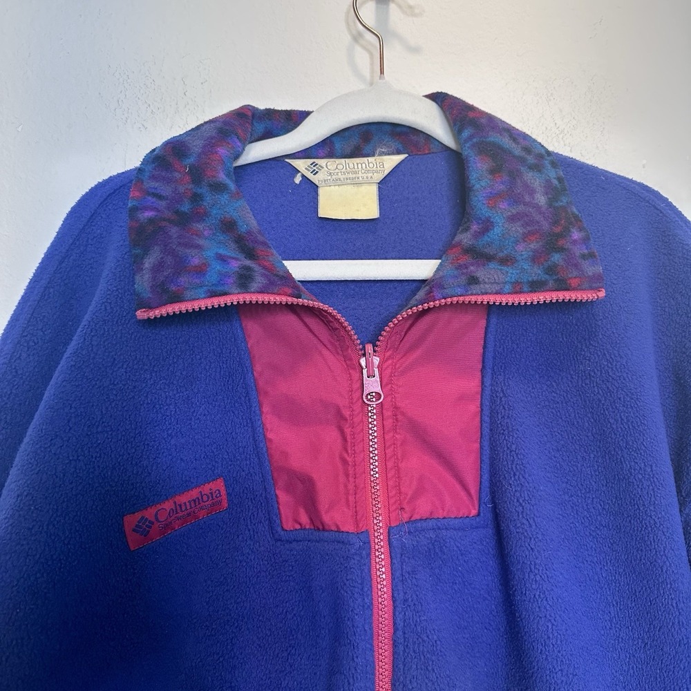 Vtg 90s Columbia Full Zip Purple Southwestern Aztec Fleece Jacket Women's XL - Picture 3 of 5